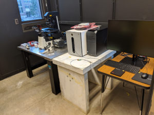 The Nikon Ti2 modular microscope system during installation
