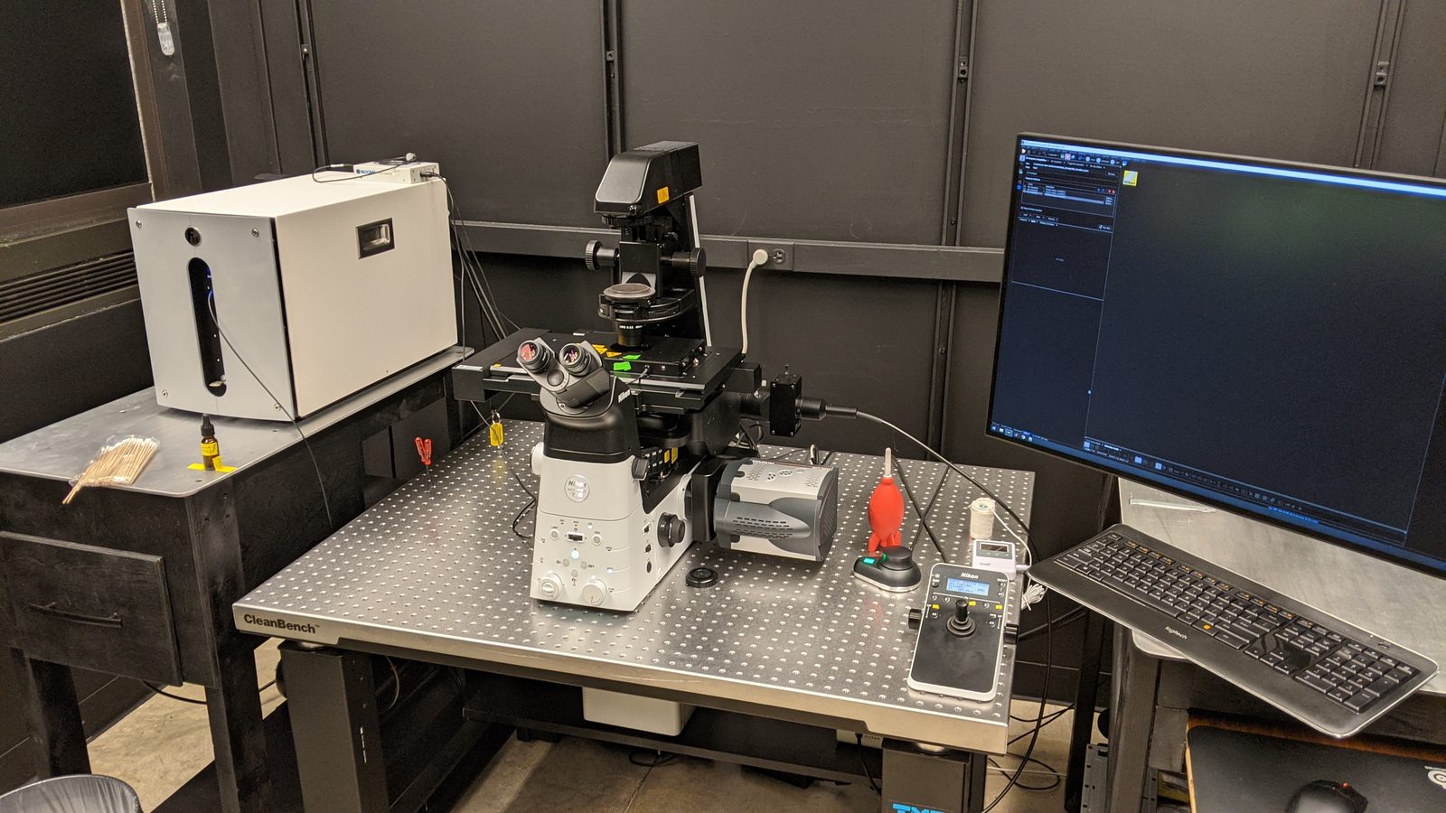 The completed microscope system in place