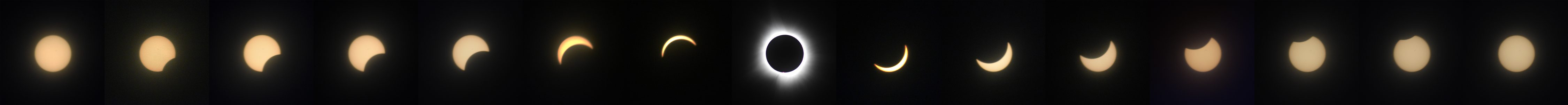 The phases of the 2024 total solar eclipse, photographed from Avon, Indiana